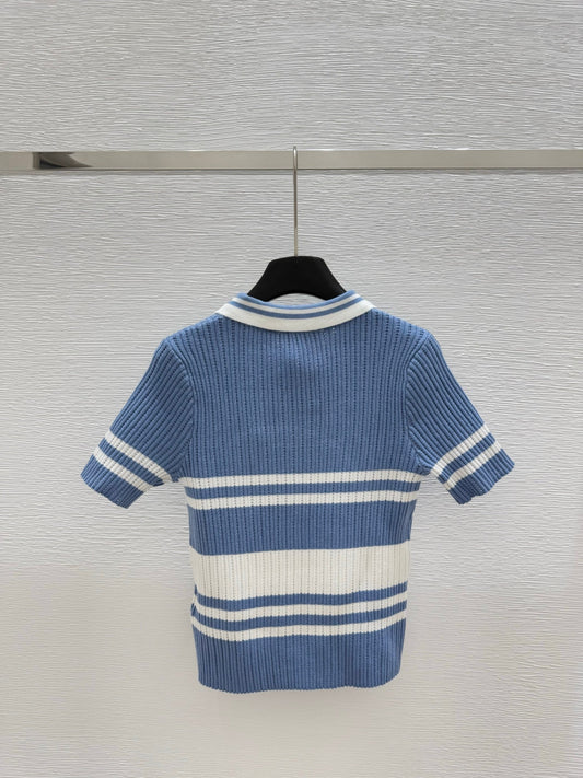 Dior Polo Shirt Demin Blue Cachemire 232760