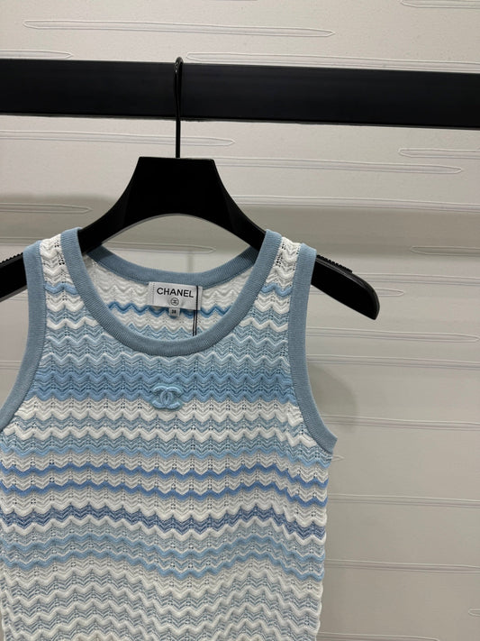 CC 25 Tank Top Baby Blue mix White Polyester 233563