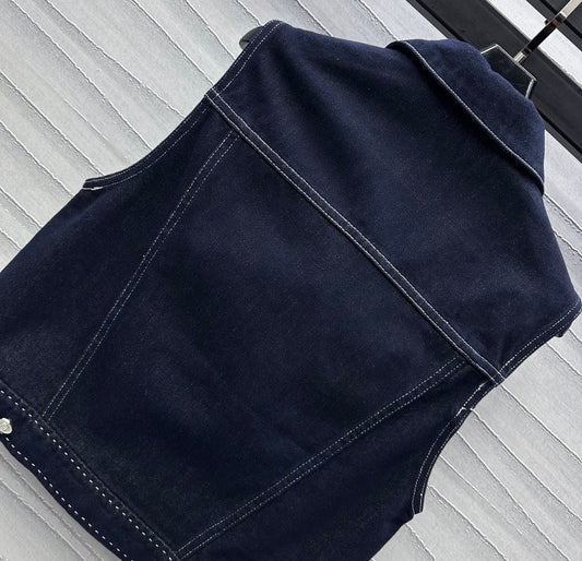 Fendi 25C Embroidered Denim Vest 228894