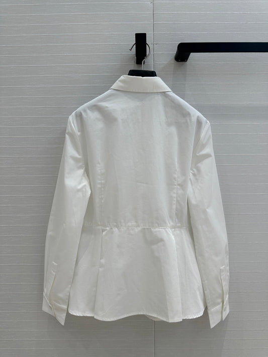 CD 25 Pleated Shirt White Cotton