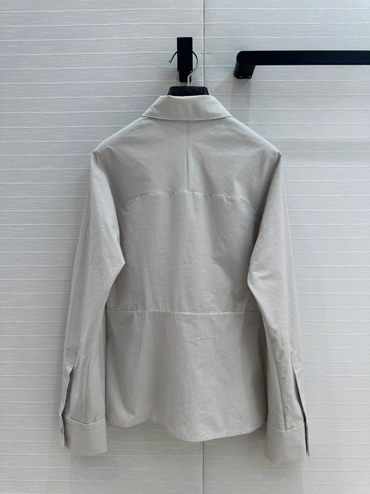 Fendi 25 Patchwork Waist Shirt Light Gray Cotton
