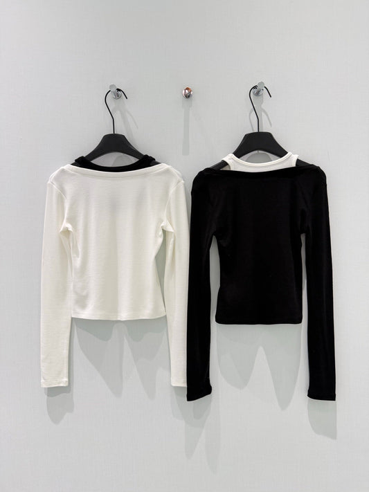 CC Layered Long Sleeve Tee Tencel Wool 351220