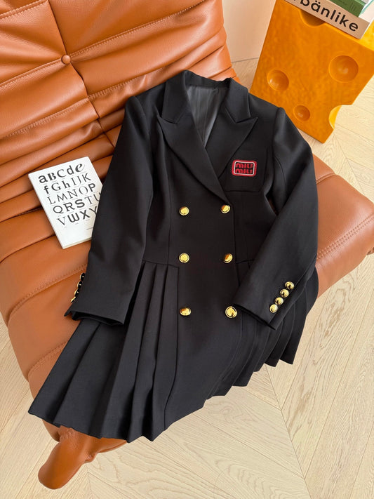 Miu Miu 25 Suit Dress Black Wool Polyester