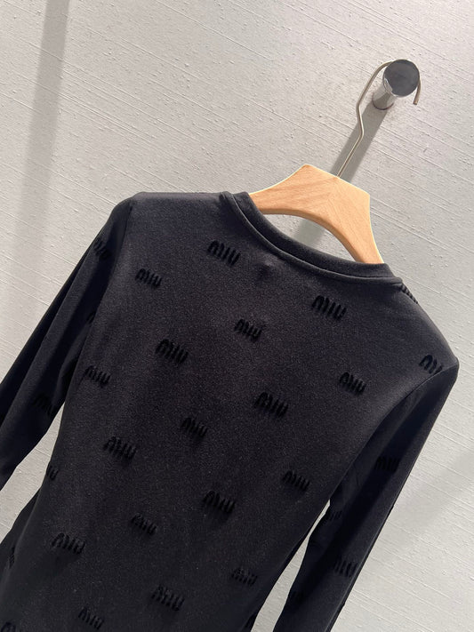 Miu Miu Long Sleeve T-shirt Black Cotton