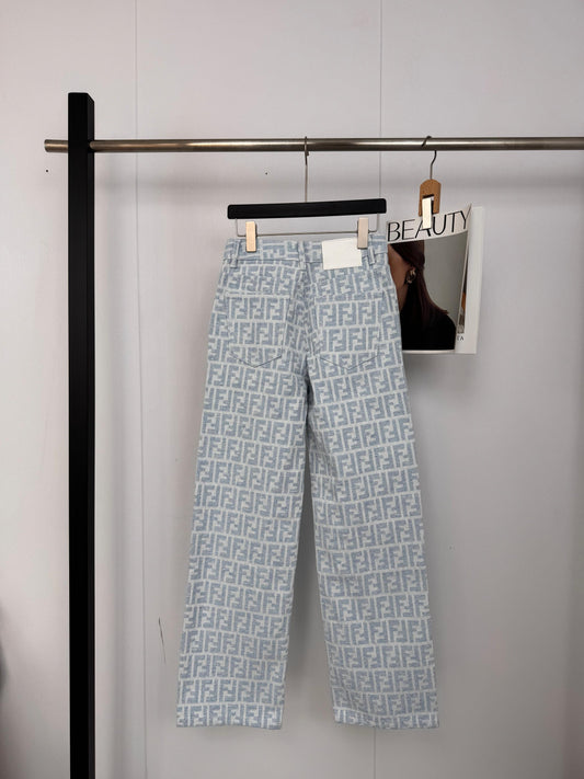 FF Light Blue Monogram Denim Jean