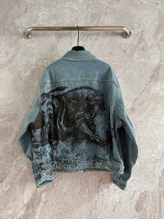 CD Lion Denim Jacket Blue Cotton