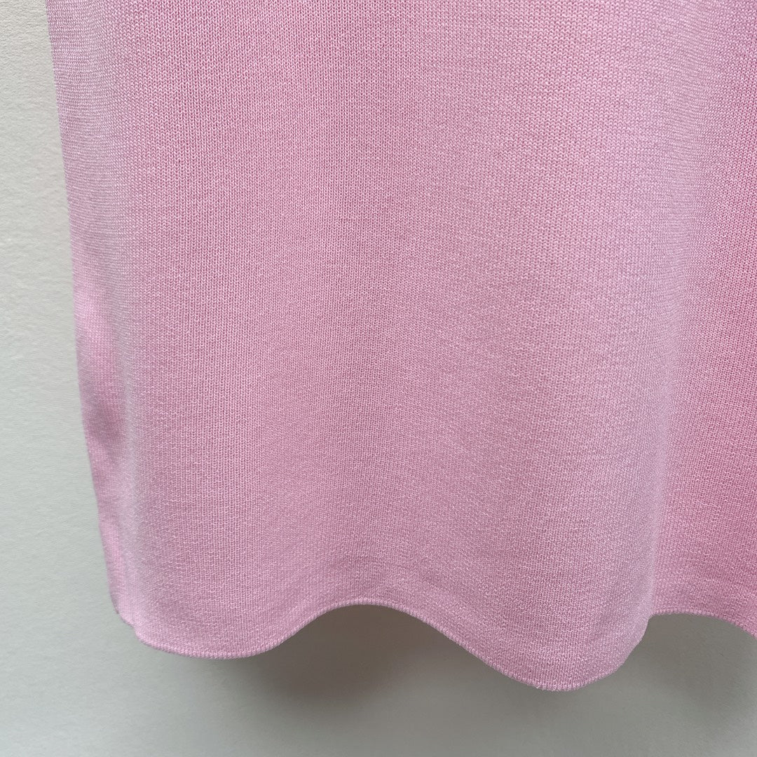 CC 25 Round Neck Knitted Embroidered Logo Vest Dress in Pink 277583