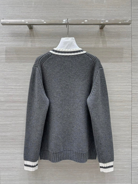 Miumiu V-neck knitted top Gray Cashmere