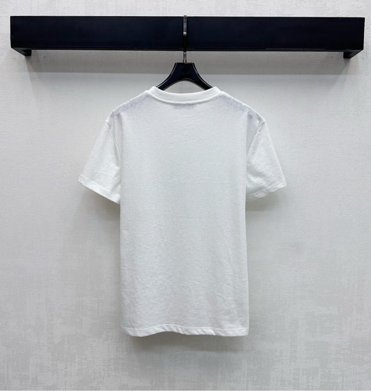 CD SS26 Fitted T-Shirt Green Dior Clover Motif White Cotton 351003