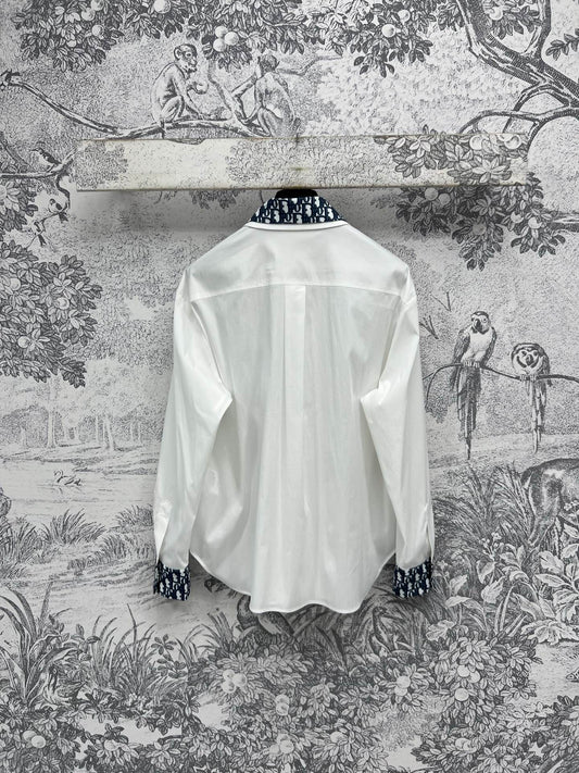 CD 25 Shirt White Blue Polyester