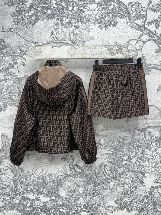 Fendi 25 Monogram Set Brown Black Polyester