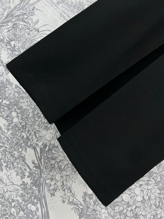 CD 25 A-line Pleated Long Skirt With Belt And Zipper Black Polyester Cotton