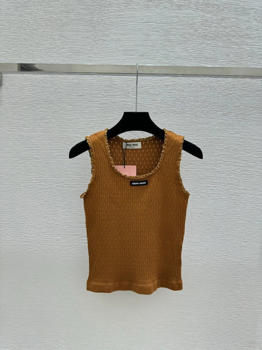 Miumiu 2026 Vest Navy Blue and Brown Wool 132749