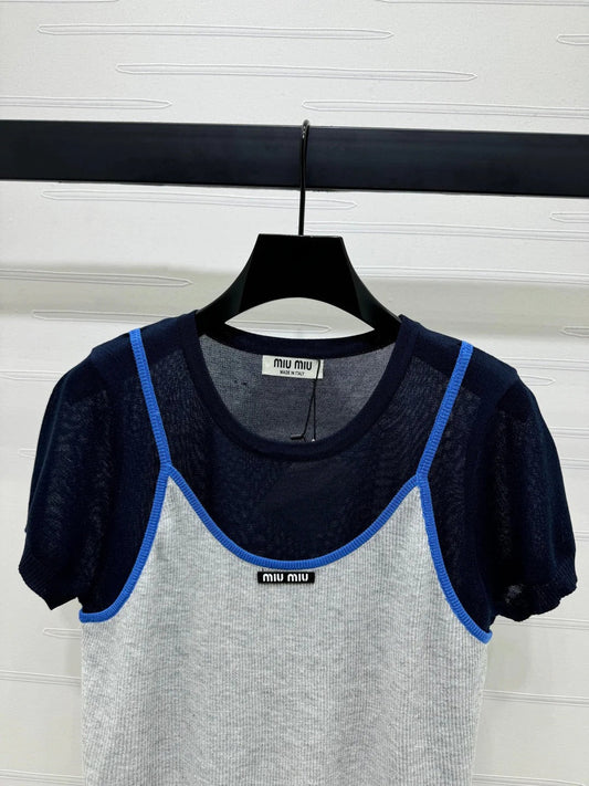 MIU 25S 2 PIECE KNITTED TOP WITH STRAPS 264131
