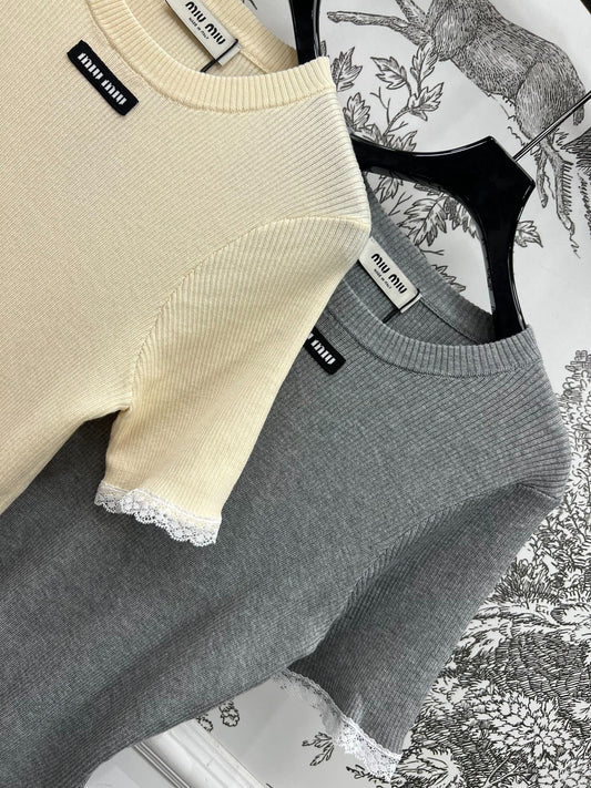 MIUMIU CROPPED KNIT FITTED TOP 268661