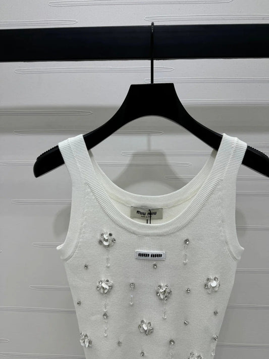 MIU 25S 3D RHINESTONE TANK TOP 264255
