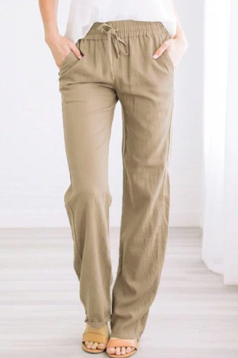 Pantalones casuales holgados con bolsillos y cordón (6 colores)
