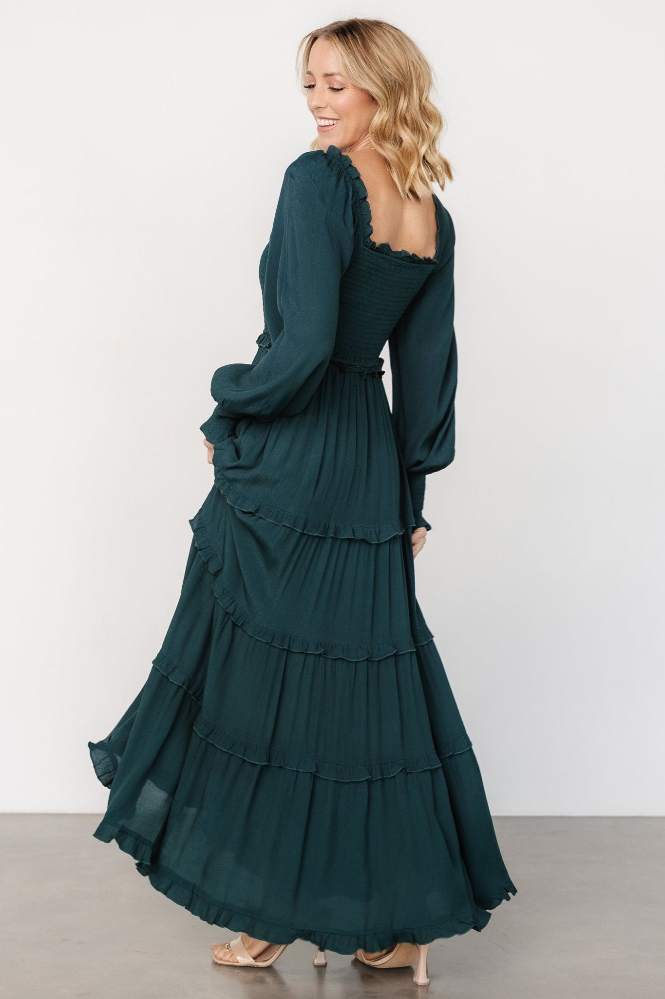 Lana Smocked Maxi Dress | Dark Green