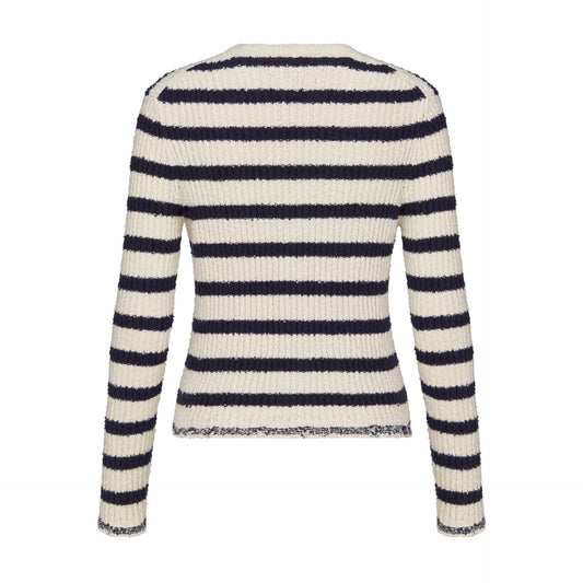 Striped knitted Beige Black Cardigan