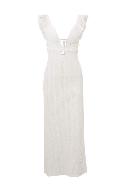 Vestido largo de punto con volantes y aberturas Muriel