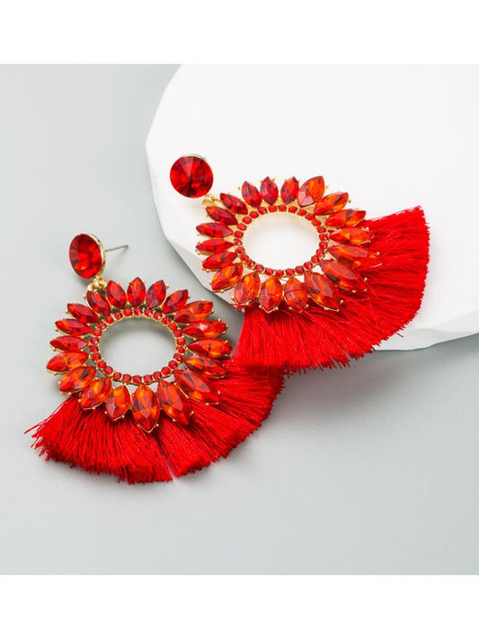 Pendientes con borlas de diamantes en forma de girasol de Naomi