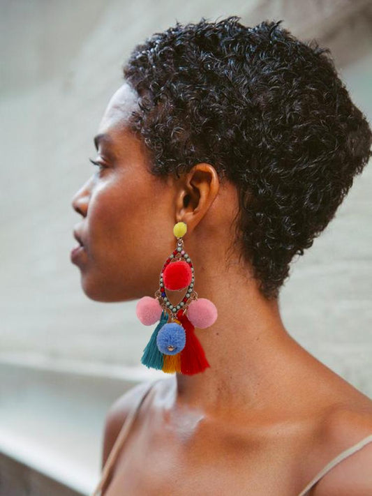 Pendientes con borlas de pompones