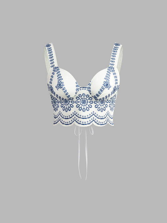 Santorini | Women's Embroidered Crop Top & Maxi Skirt Co-Ord Set