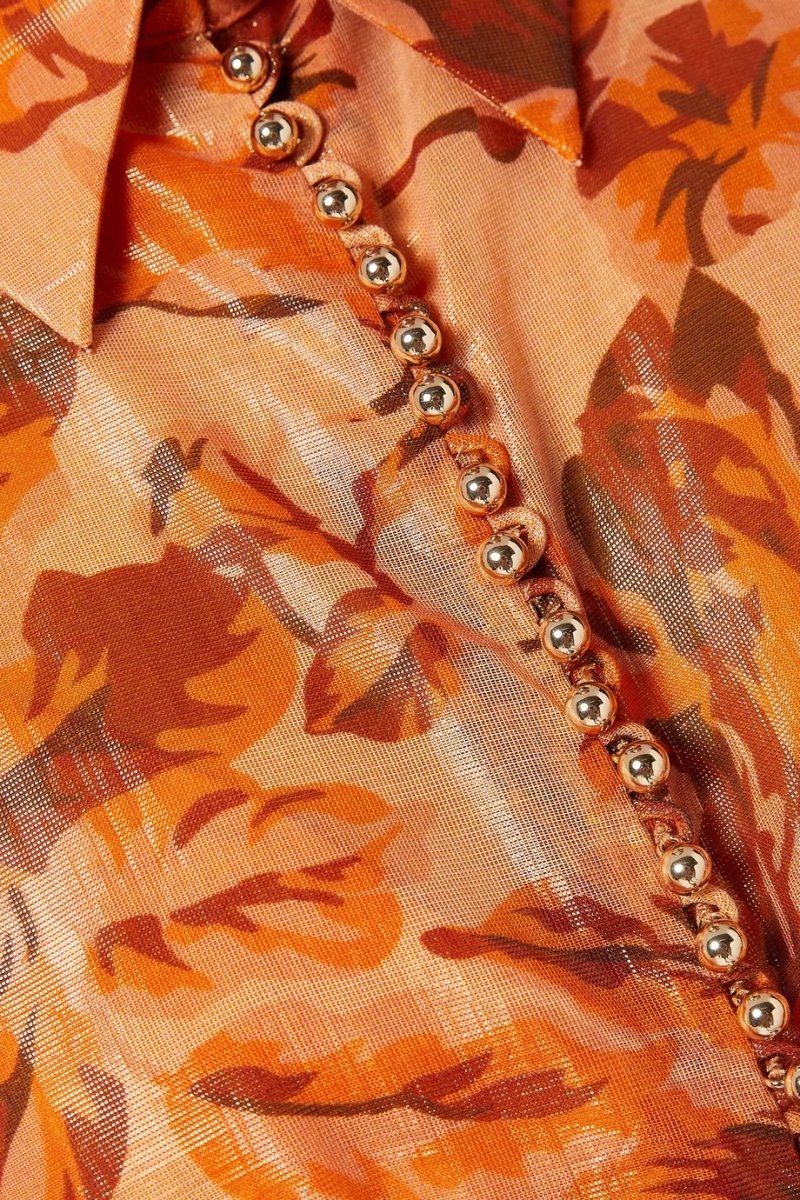 Vestido largo con mangas abullonadas y estampado Queena