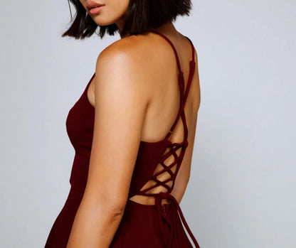 Isabella Lace-Up Back Skater Dress