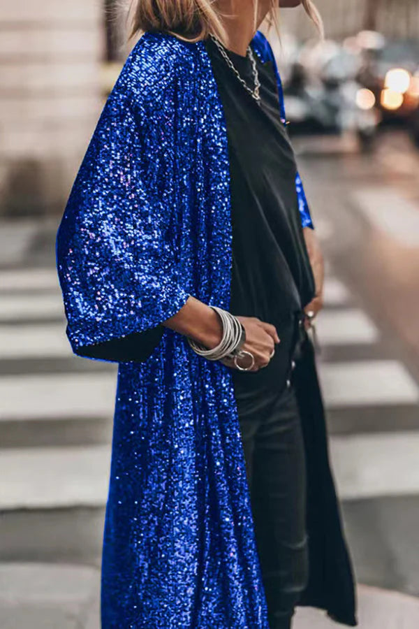 Kimono con mangas acampanadas y lentejuelas Disco Glamour 