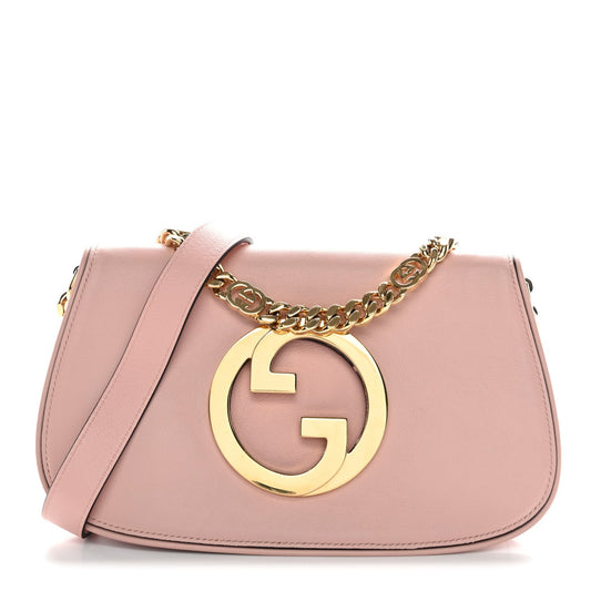 Roxy Calfskin Blondie Chain Shoulder Flap Bag Powder Pink