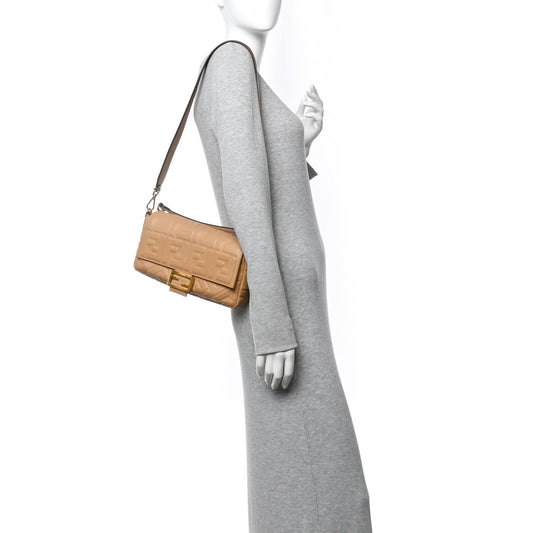 Nappa FF 1974 Embossed Baguette Miele Scuro