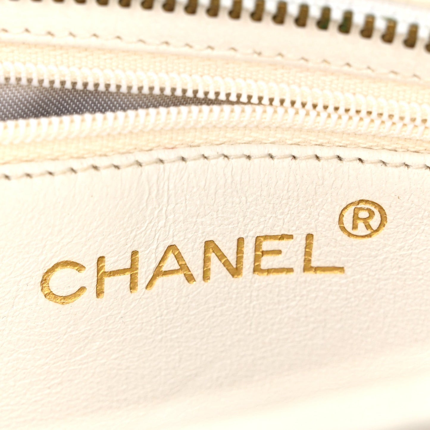 Lambskin Chevron Quilted CC Shoulder Bag White