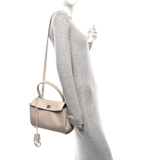 Natural Smooth Calfskin Small Rodeo Top Handle Handbag Almond
