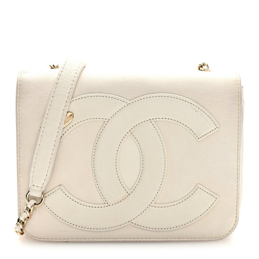 Lambskin CC Mania Flap Bag White