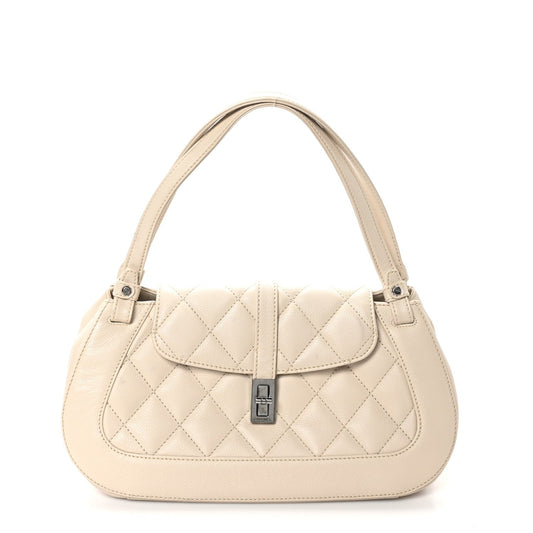 Caviar Quilted Mademoiselle Flap Bag Light Beige