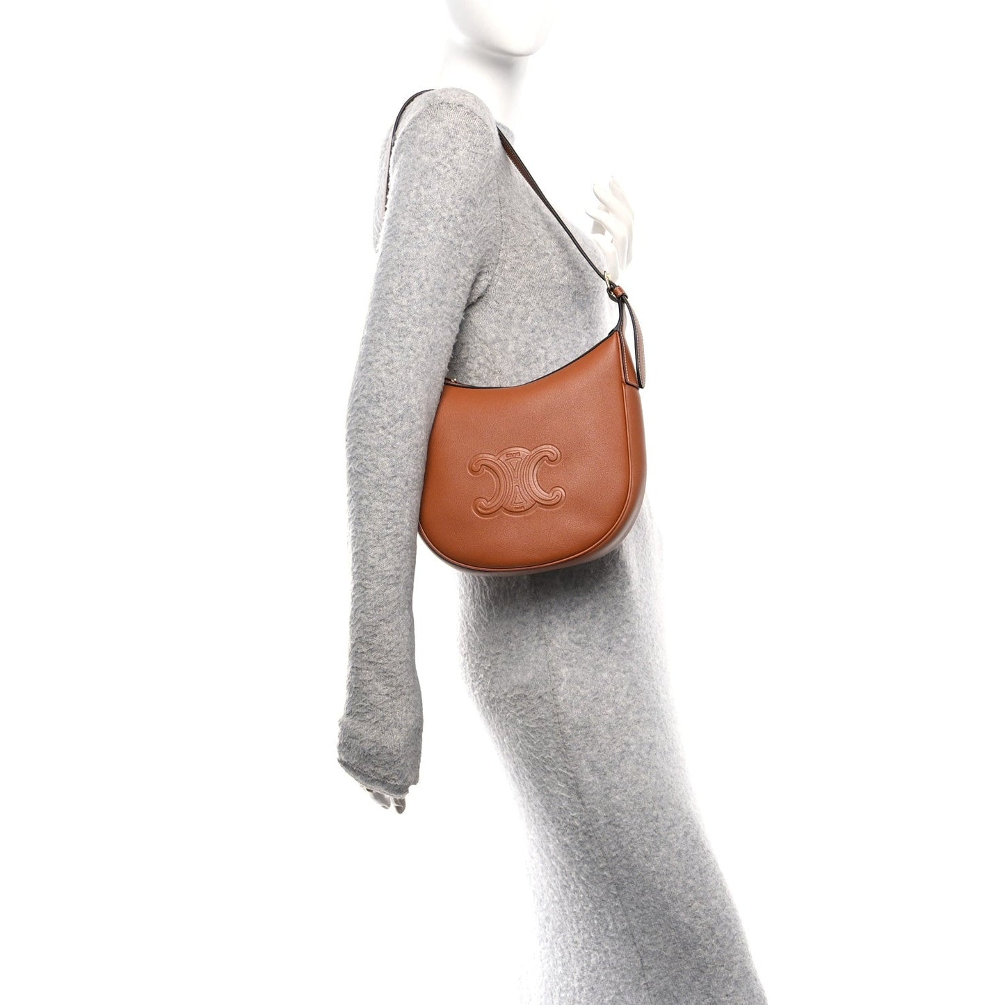 Supple Calfskin Small Triomphe Heloise Shoulder Bag Tan