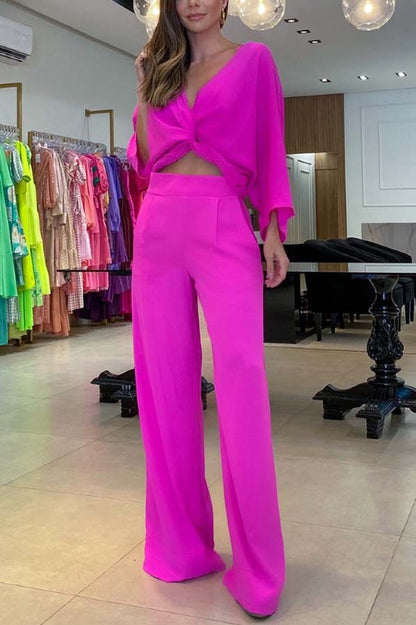 Conjunto de camisa y pantalón ancho con bolsillos con top de tirantes Laguna Resort 