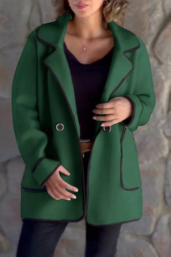 Chaqueta de lana de doble cara con cuello de traje de temperamento