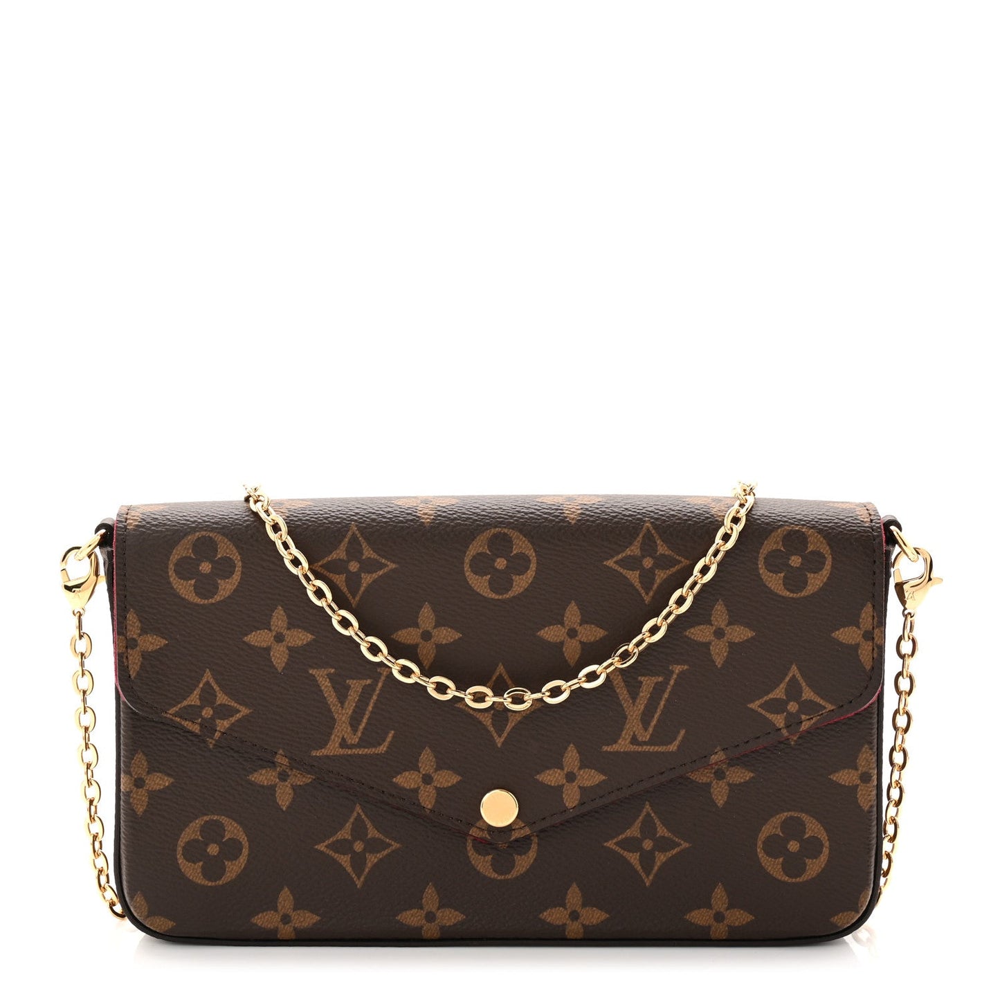 Monogram Pochette Felicie Chain Wallet Fuchsia