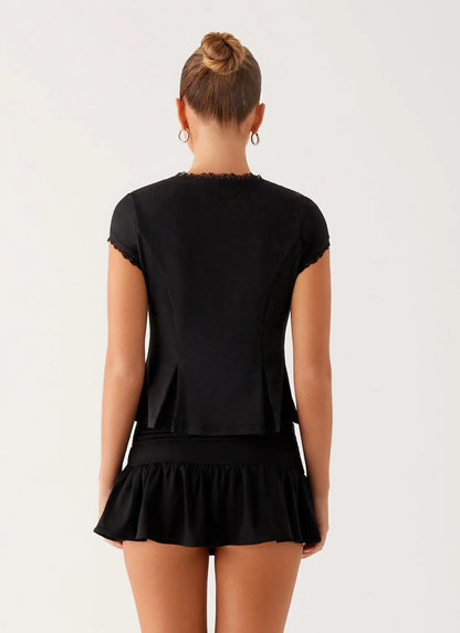 Landon Button Up Top - Black