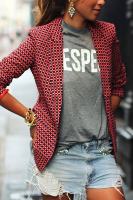 Stylish Casual Plaid Blazer