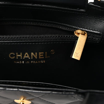 Shiny Aged Calfskin Quilted Nano Kelly Shopper Black