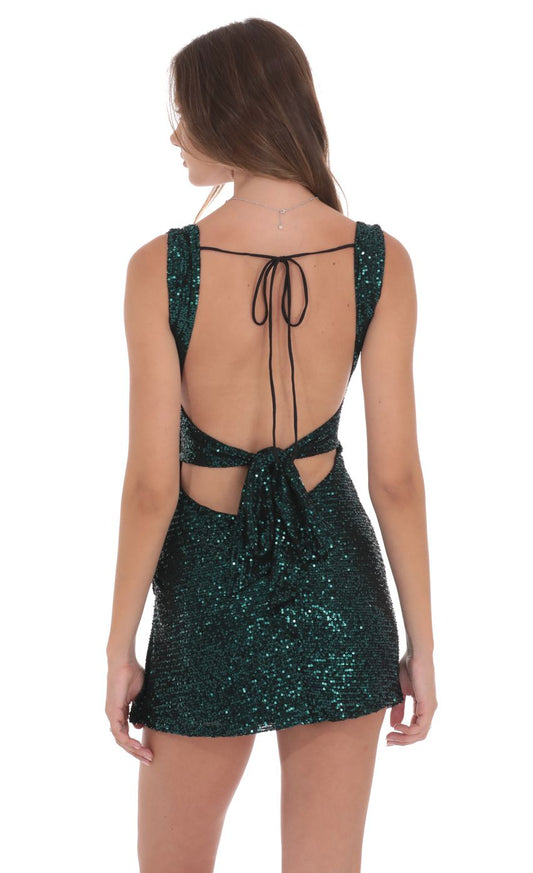 Sequin Bodycon Dress in Green