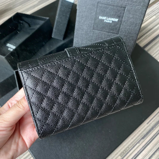 YSL Envelope Purse Black Gold A026KK 13.5cm