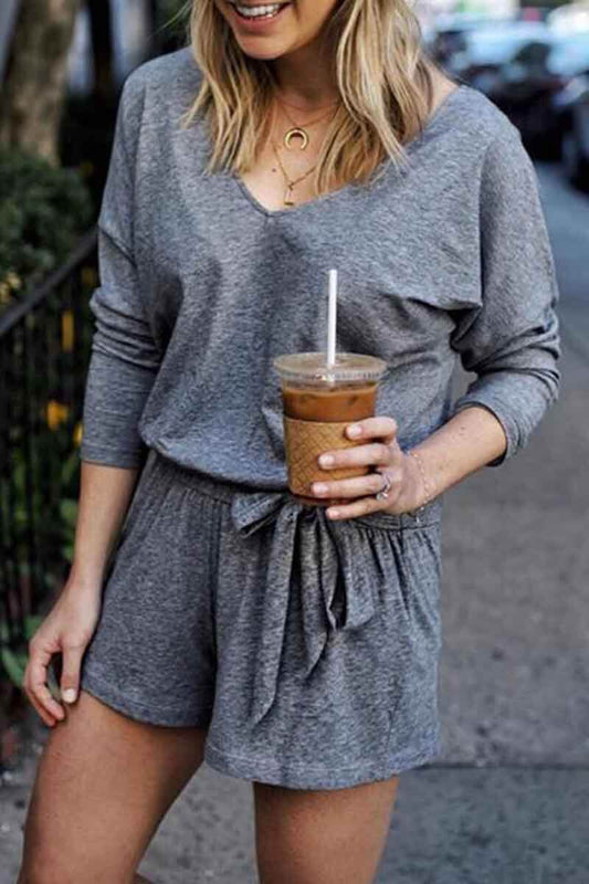 Mono con cuello en V y cordones (2 colores)