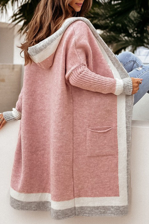 Chaqueta tipo cárdigan largo con capucha para otoño e invierno, informal, combinable con todo.