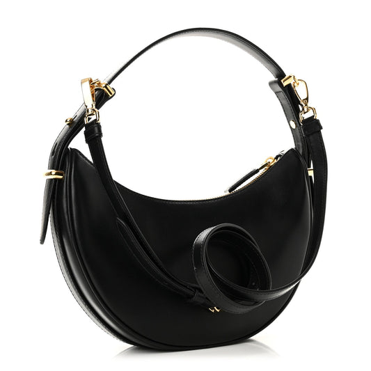 Soft Calfskin Arque Shoulder Bag Black