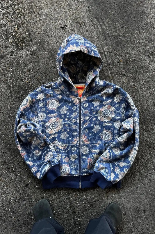 Gothic Full Pattern Printed Zipper Hoodie