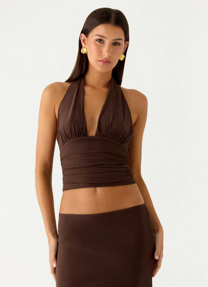 Kerrie Halter Top - Chocolate